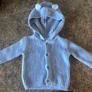 Carter’s babyblue button up knit sweater with hood